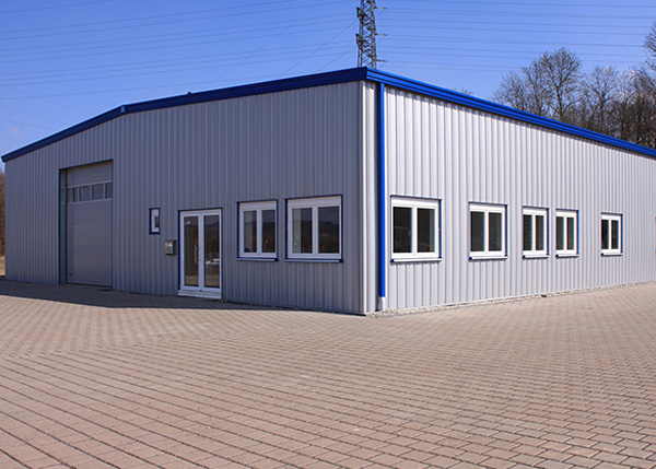 Blue & white Capital Steel Warehouse Building