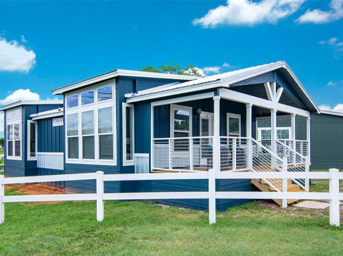 Blue & white home building installation in Muskogee, OK