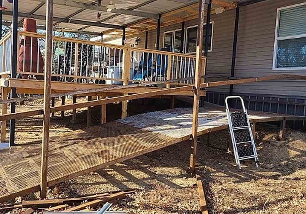 Side view of ramp installation in Beland, OK