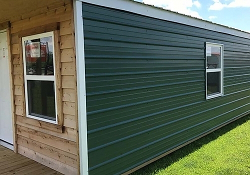 Front angle view of cedar cabin | Haskell, OK