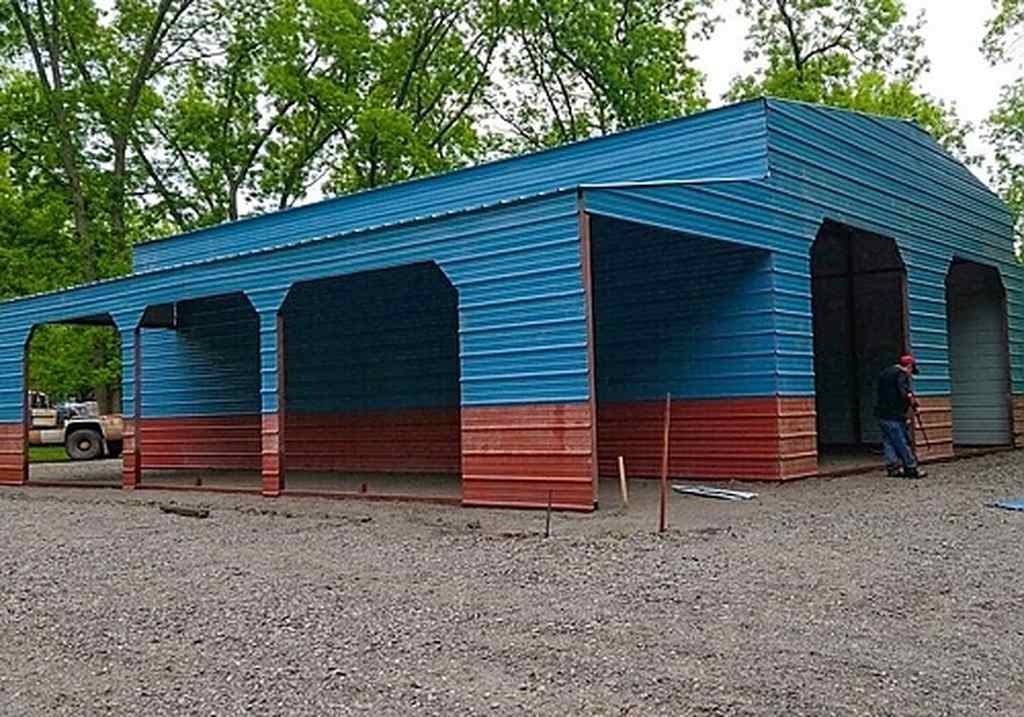 Red & Blue carport in McLain, OK